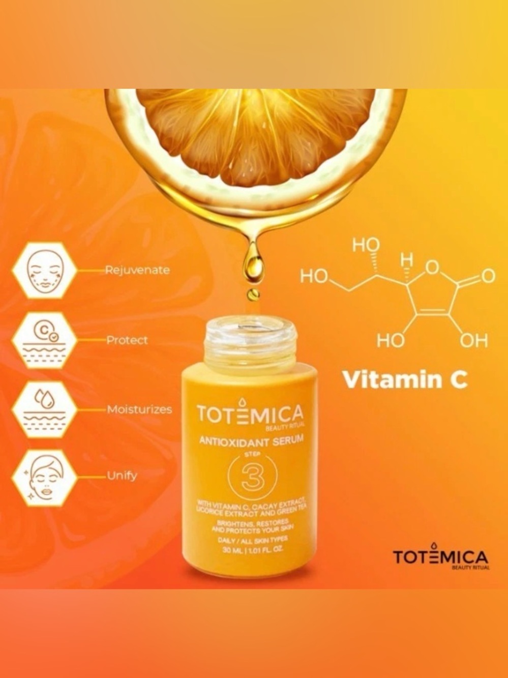 Totemica Vitamin C Antioxidant & Hydrating Serum - Orange Face Serum